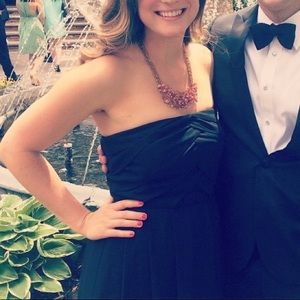 Black strapless cocktail dress from Express